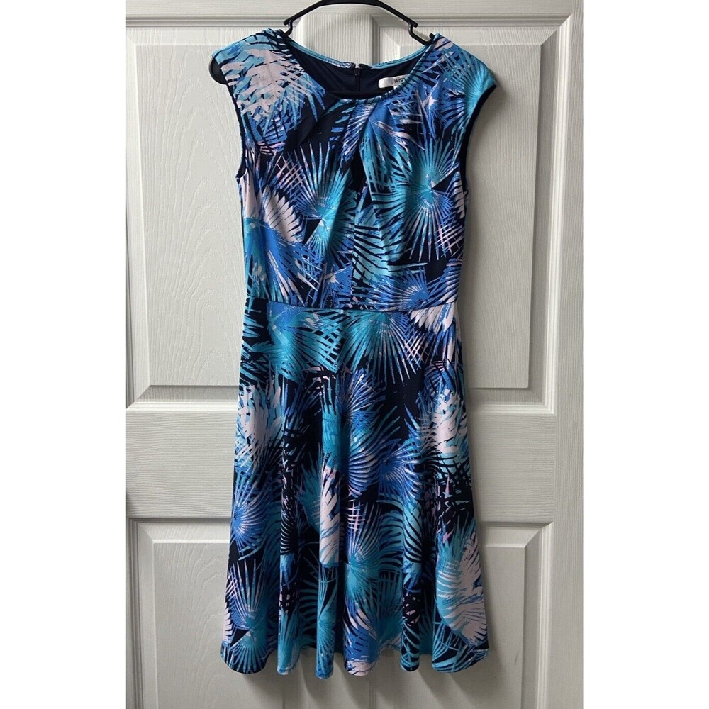 Wisp for Stitch Fix Fit & Flare Sleeveless Dress Women Knit Blue Sz 2 Tropical